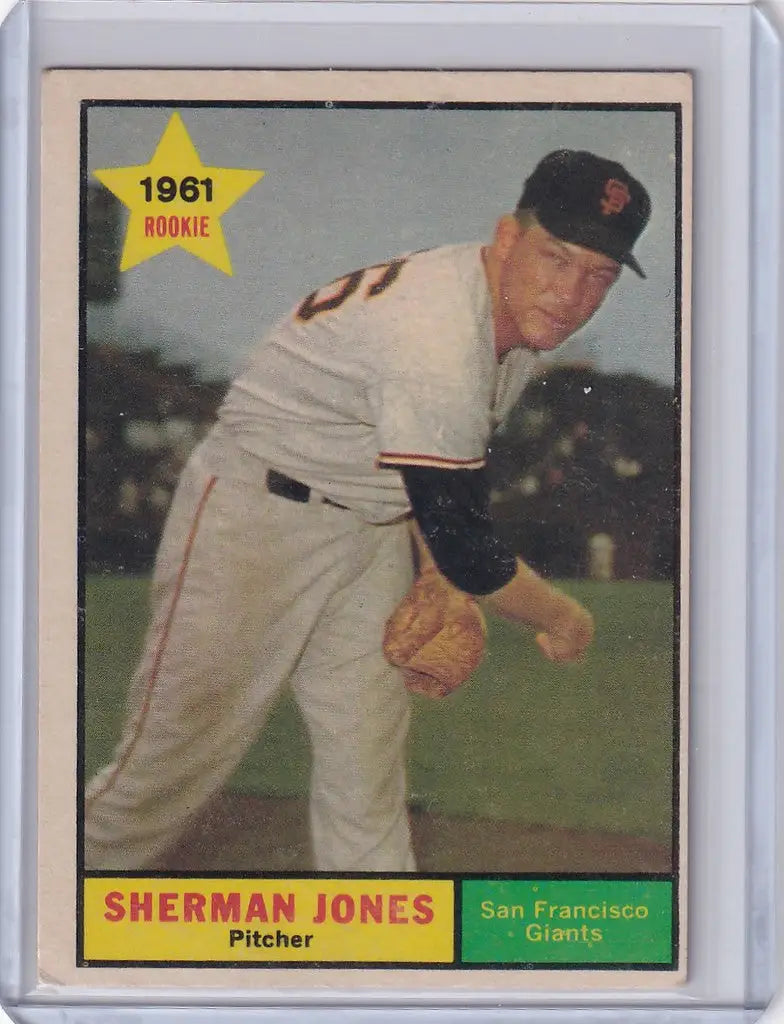 1961 Topps #161 Sherman Jones baseball card featuring San Francisco Giants pitcher