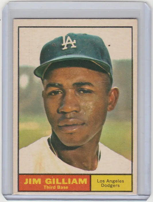 Baseball card of Jim Gilliam from the Los Angeles Dodgers 1961 Topps #238 EXMT