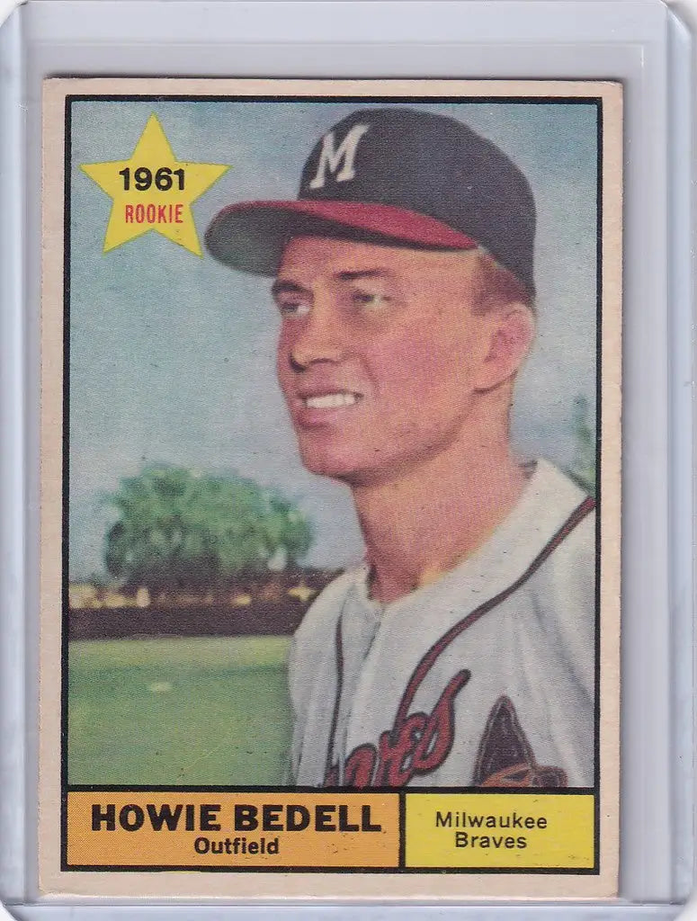 Baseball card of Howie Bedell from the 1961 Milwaukee Braves Topps set