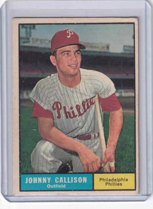 1961 Topps Johnny Callison trading card featuring Philadelphia Phillies outfielder