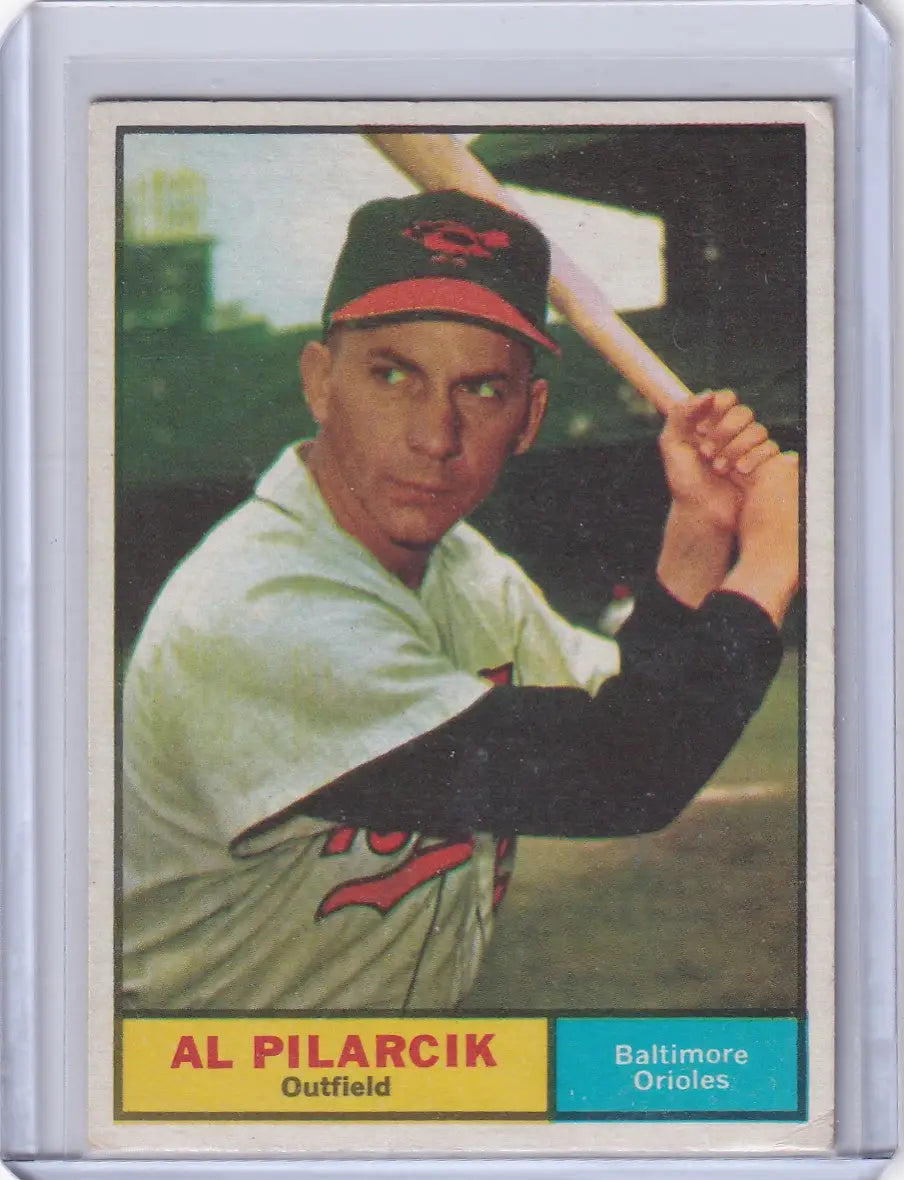 1961 Topps #62 Al Pilaik Baltimore Orioles trading card showcasing baseball history