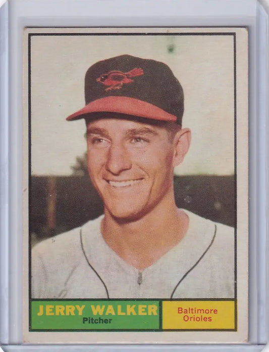 Baseball card of Jerry Walker in Baltimore Orioles cap and uniform