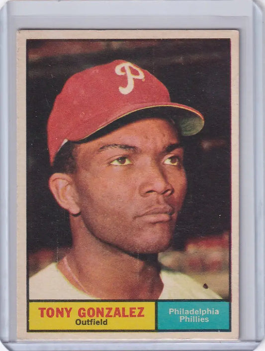 1961 Topps #93 Trading Card of Tony Gonzalez, Philadelphia Phillies Outfielder