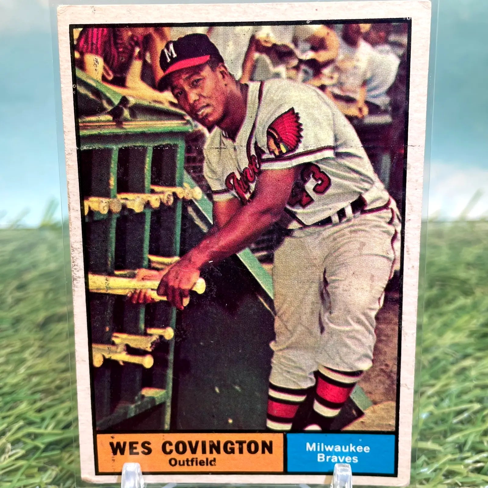 1961 Topps Baseball #296 Wes Covington Outfielder Milwaukee Braves Excellent - Trading Card