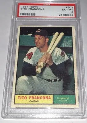 1961 Topps Baseball #503 Tito Francona Cleveland Indians PSA 6 EX MINT - Baseball Card Single