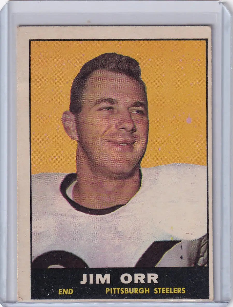 Vintage Topps Football card of Jimmy Orr, Pittsburgh Steelers on yellow background