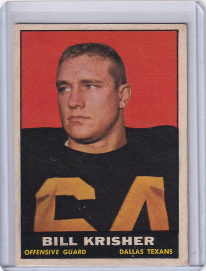 Vintage Topps Football trading card of Bill Krisher, offensive guard for Dallas Texans