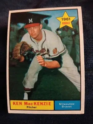 1961 Topps - Ken Mackenzie #496 (RC). Milwaukee Braves. EX - Baseball Card Single