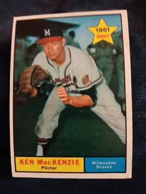 1961 Topps - Ken Mackenzie #496 (RC). Milwaukee Braves. EX - Baseball Card Single