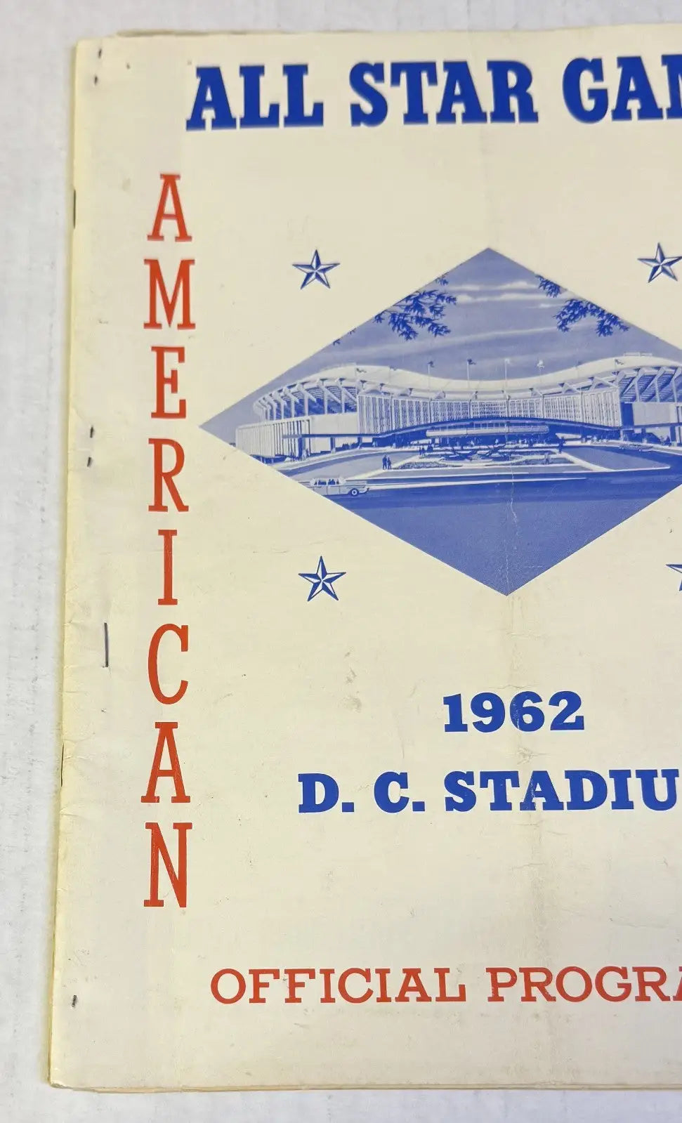 1962 MLB All Star Game OFFICIAL PROGRAM INCOMPLETE *Missing End Pages Re-stapled - Sports Memorabilia
