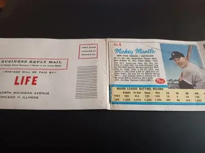1962 Post Cereal - Mantle & Maris #5 #6. RARE! LIFE Magazine insert. VG - VG+ - Baseball Card Single
