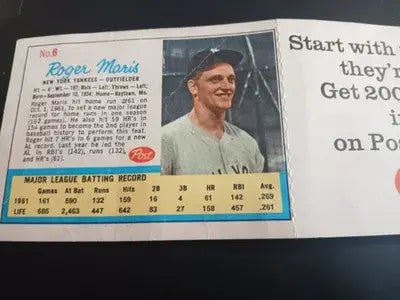 1962 Post Cereal - Mantle & Maris #5 #6. RARE! LIFE Magazine insert. VG - VG+ - Baseball Card Single