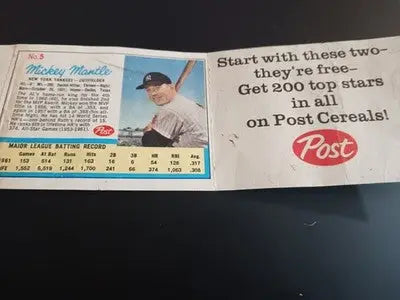 1962 Post Cereal - Mantle & Maris #5 #6. RARE! LIFE Magazine insert. VG - VG+ - Baseball Card Single