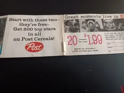 1962 Post Cereal - Mantle & Maris #5 #6. RARE! LIFE Magazine insert. VG - VG+ - Baseball Card Single