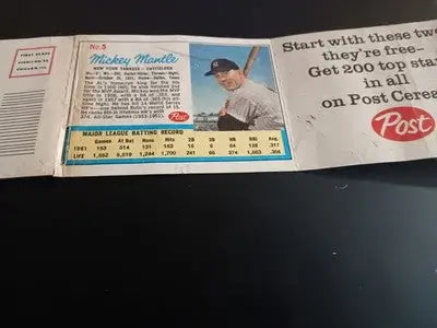 1962 Post Cereal - Mantle & Maris #5 #6. RARE! LIFE Magazine insert. VG - VG+ - Baseball Card Single