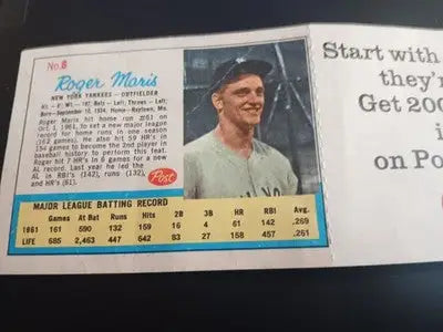 1962 Post Cereal - Mantle & Maris #5 #6. RARE! LIFE Magazine insert. VG - VG+ - Baseball Card Single