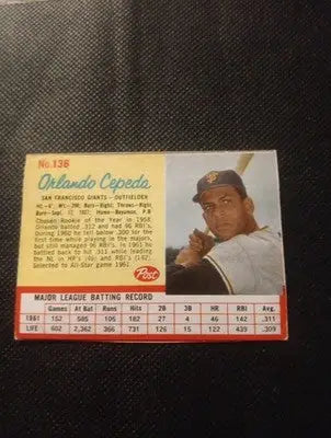 1962 Post Cereal - Orlando Cepeda #136. SF Giants. nicely hando cut. EX+ - Baseball Card Single