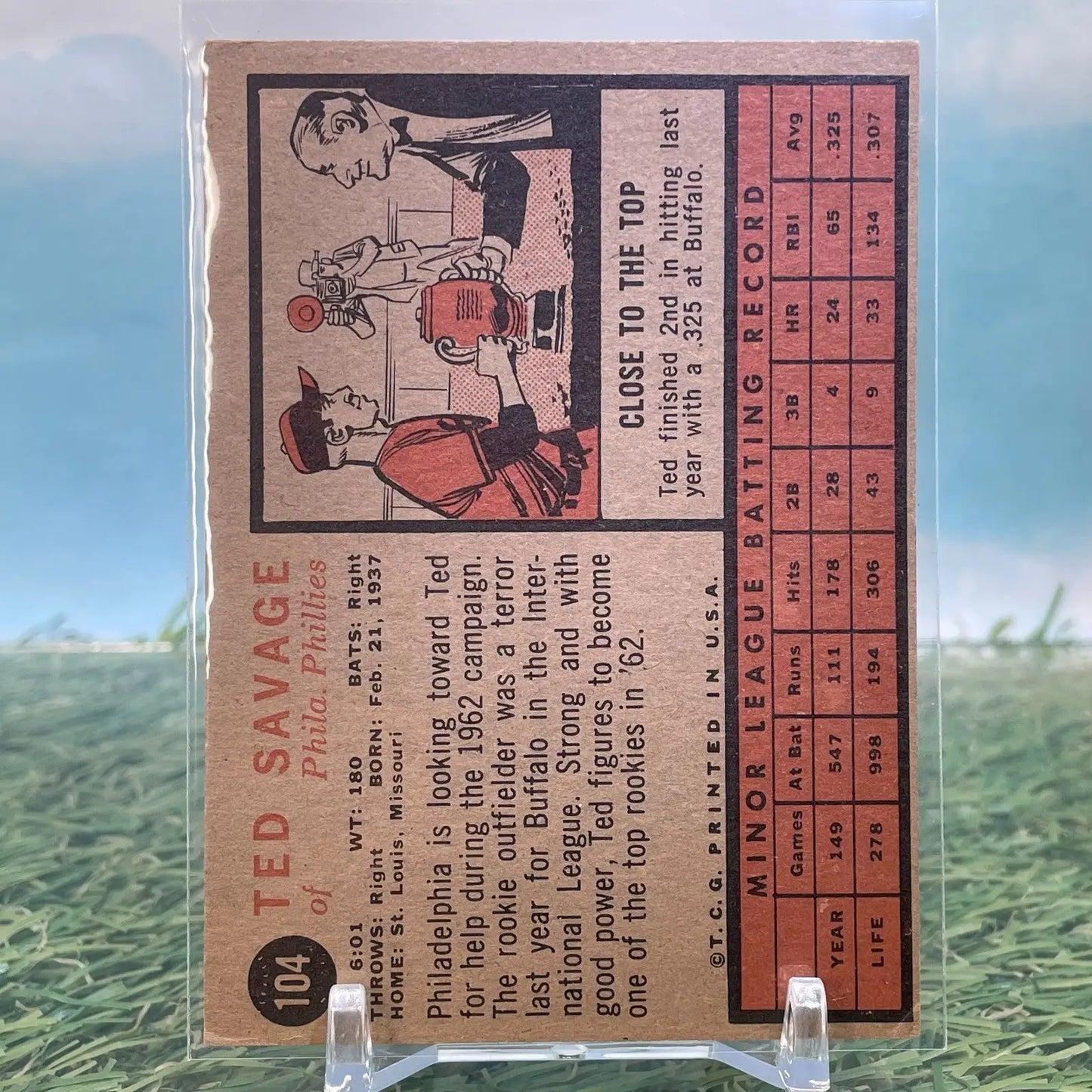 1962 Topps #104 Ted Savage Rookie (RC) - Baseball Card Single