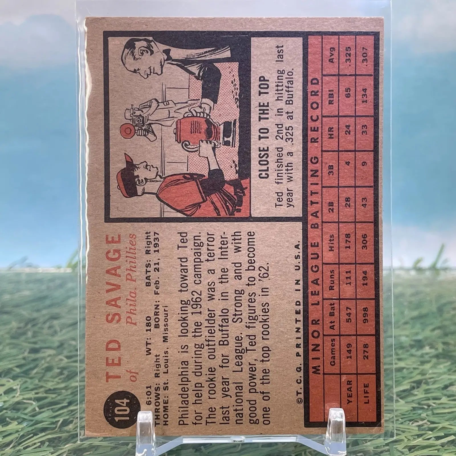 1962 Topps #104 Ted Savage Rookie (RC) - Baseball Card Single