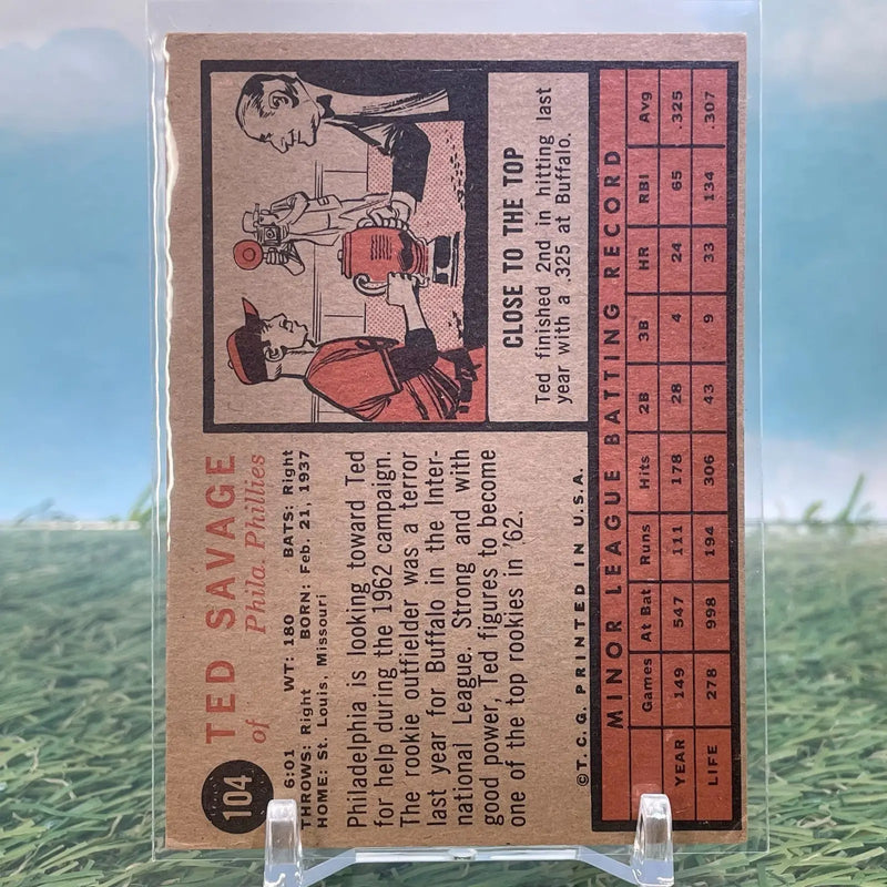 1962 Topps #104 Ted Savage Rookie (RC) - Baseball Card Single