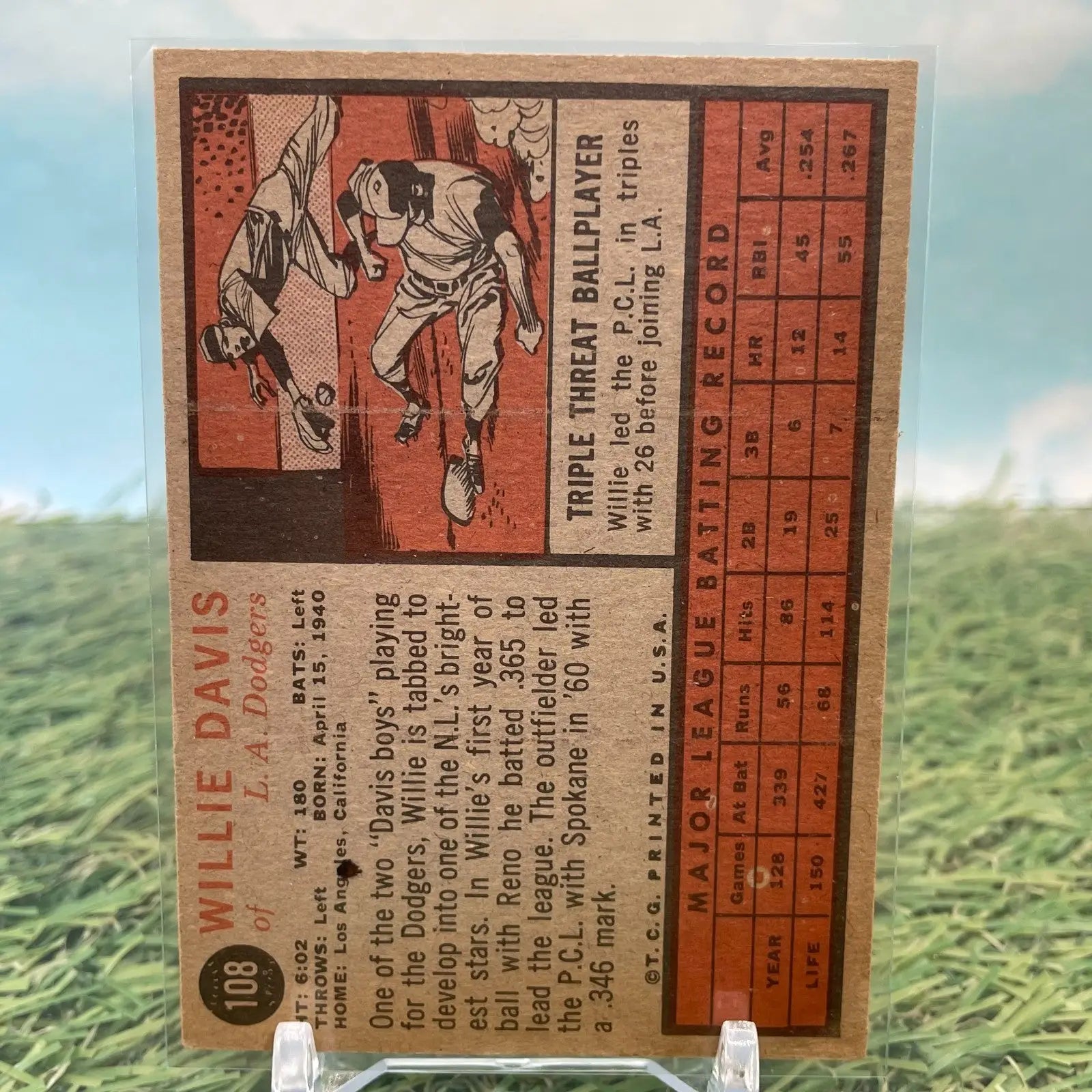 1962 TOPPS #108 WILLIE DAVIS Los Angeles Dodgers EX-MT