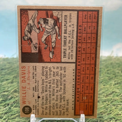 1962 TOPPS #108 WILLIE DAVIS Los Angeles Dodgers EX-MT