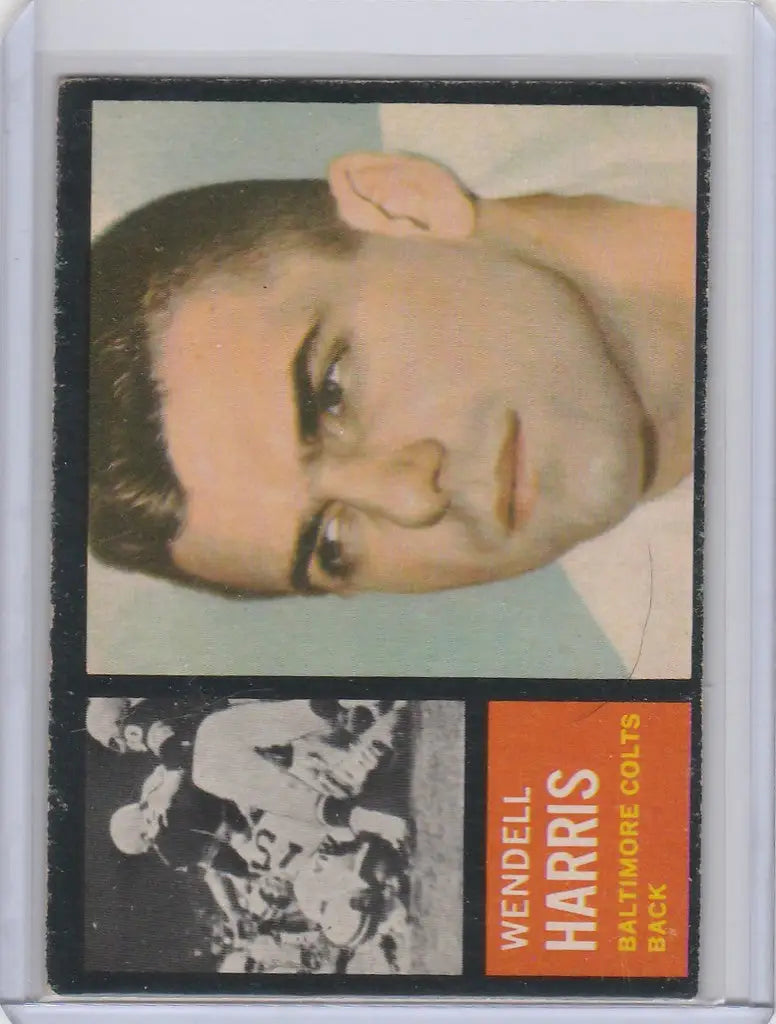 Vintage baseball card featuring Wendall Harris Baltimore Colts close-up portrait