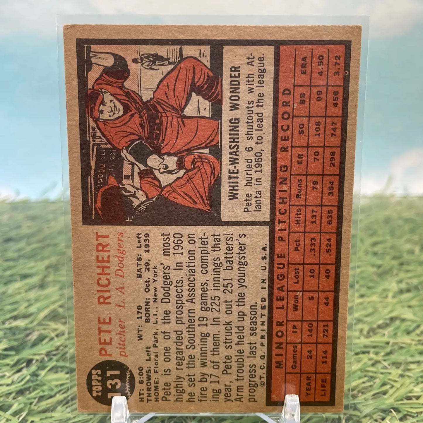 1962 Topps #131 Pete Richert GVG RC Rookie Dodgers 248016 - Baseball Card Single