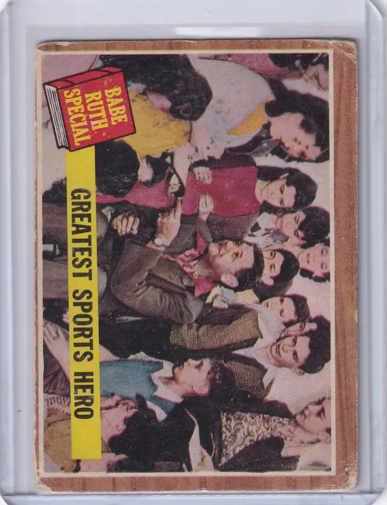 Vintage trading card of musicians celebrating the greatest sports hero, Babe Ruth