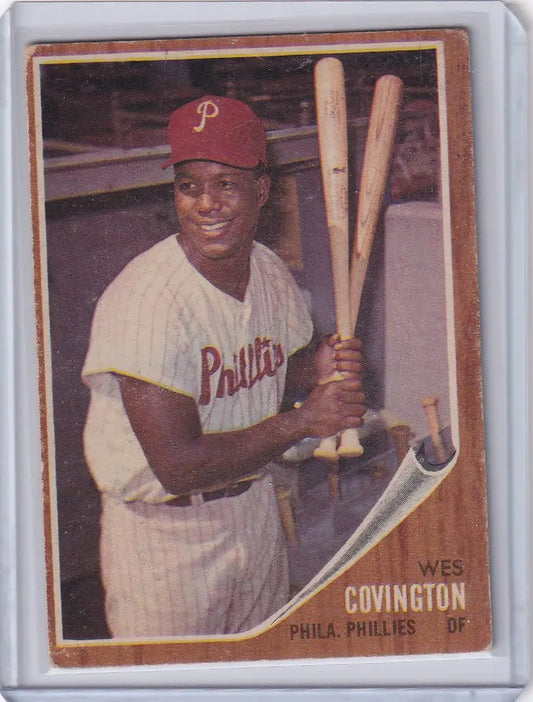 1962 Topps #157 Wes Covington - Philadelphia Phillies - Baseball Card Single