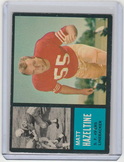 Vintage 1962 Topps #160 Matt Hazeltine San Francisco 49ers football trading card