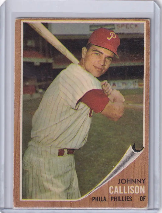 Baseball card of Johnny Callison from the Philadelphia Phillies 1962 Topps set