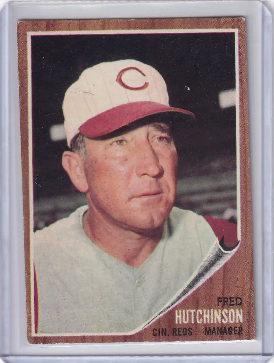 Vintage 1962 Topps Fred Hutchinson Cincinnati Reds manager baseball card