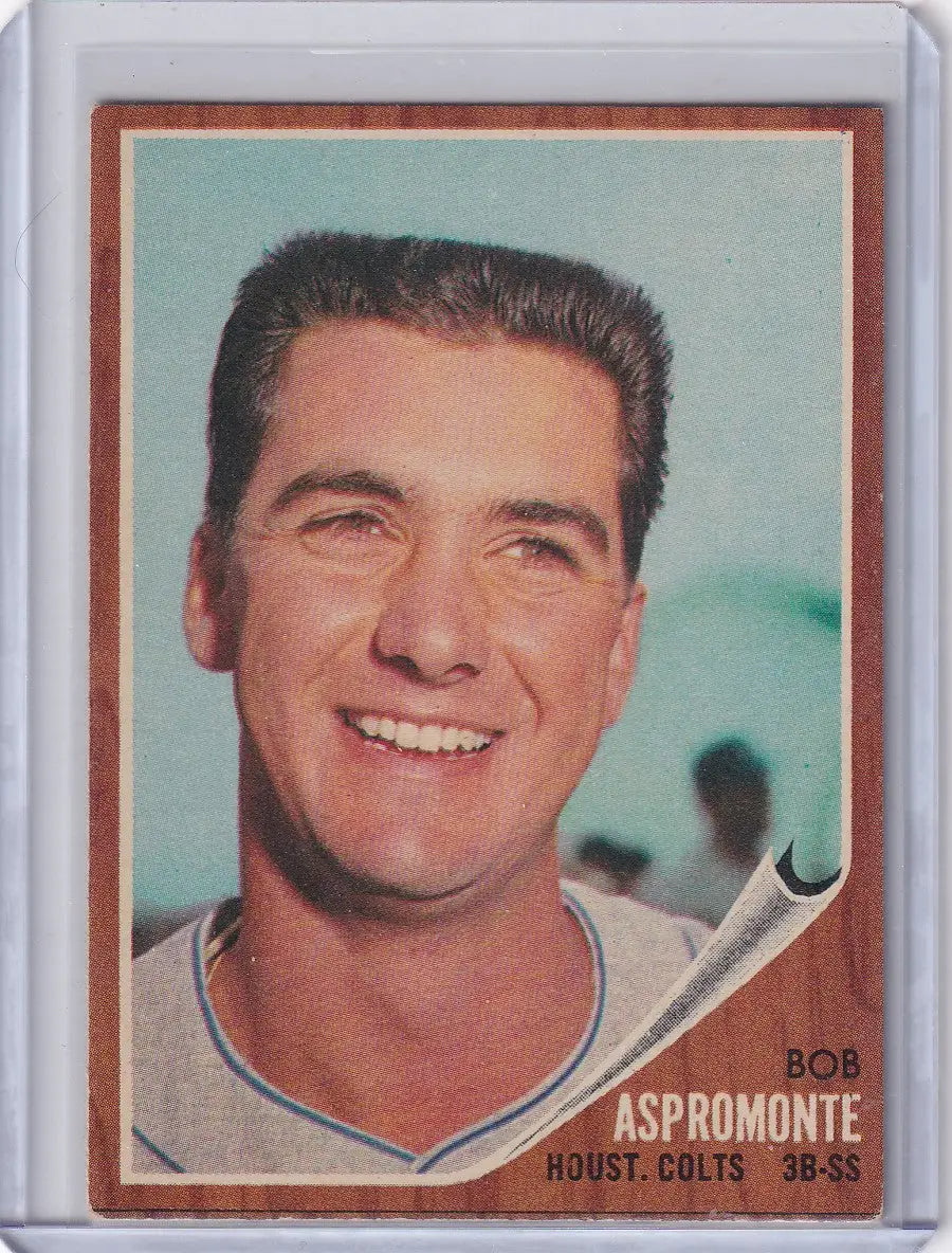 Vintage baseball card of Bob Aspromonte from 1962 Topps Houston Colt series