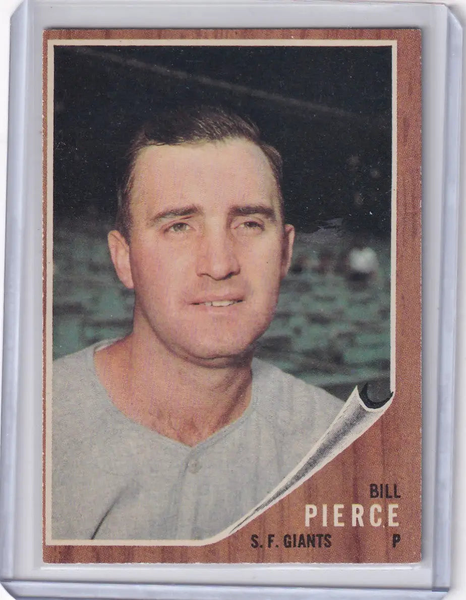 Vintage baseball card of Bill Pierce from the San Francisco Giants 1962 Topps series