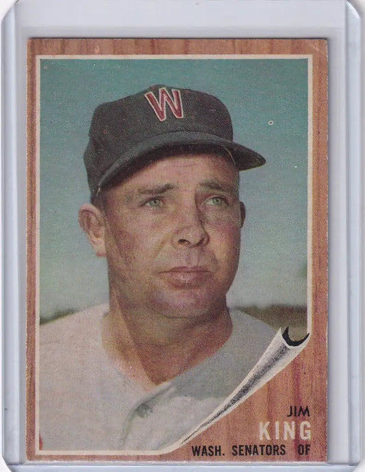 Baseball card of Jim King from the Washington Senators wearing a ’W’ cap