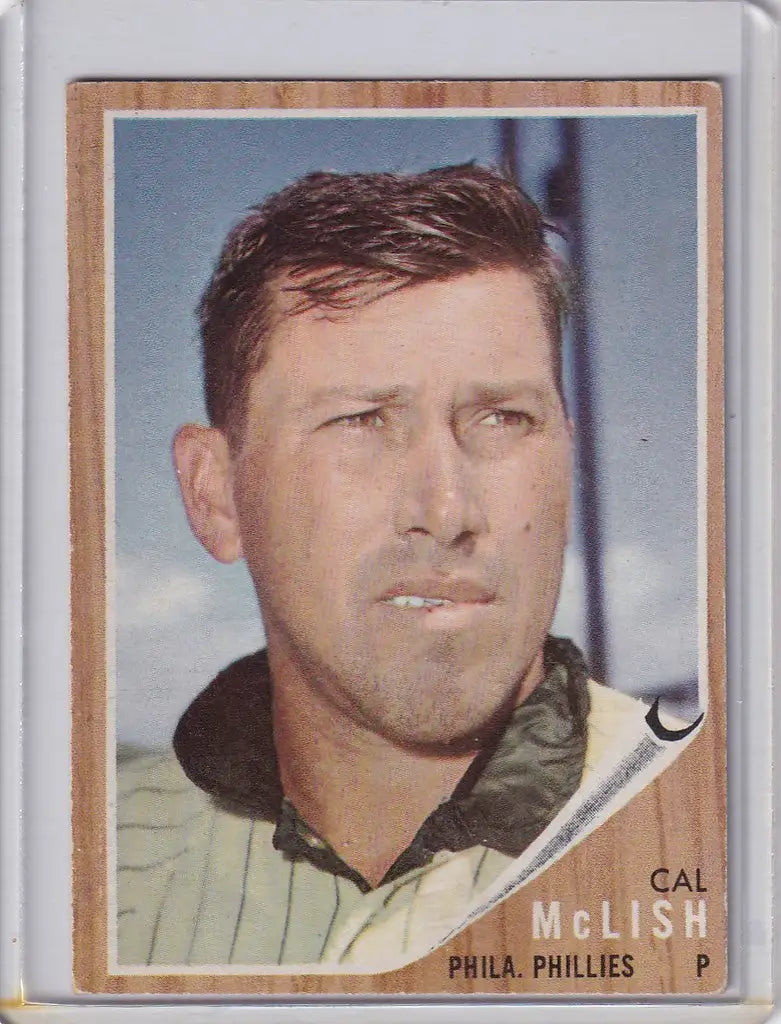 Vintage baseball card of Cal McLish - Philadelphia Phillies in light uniform