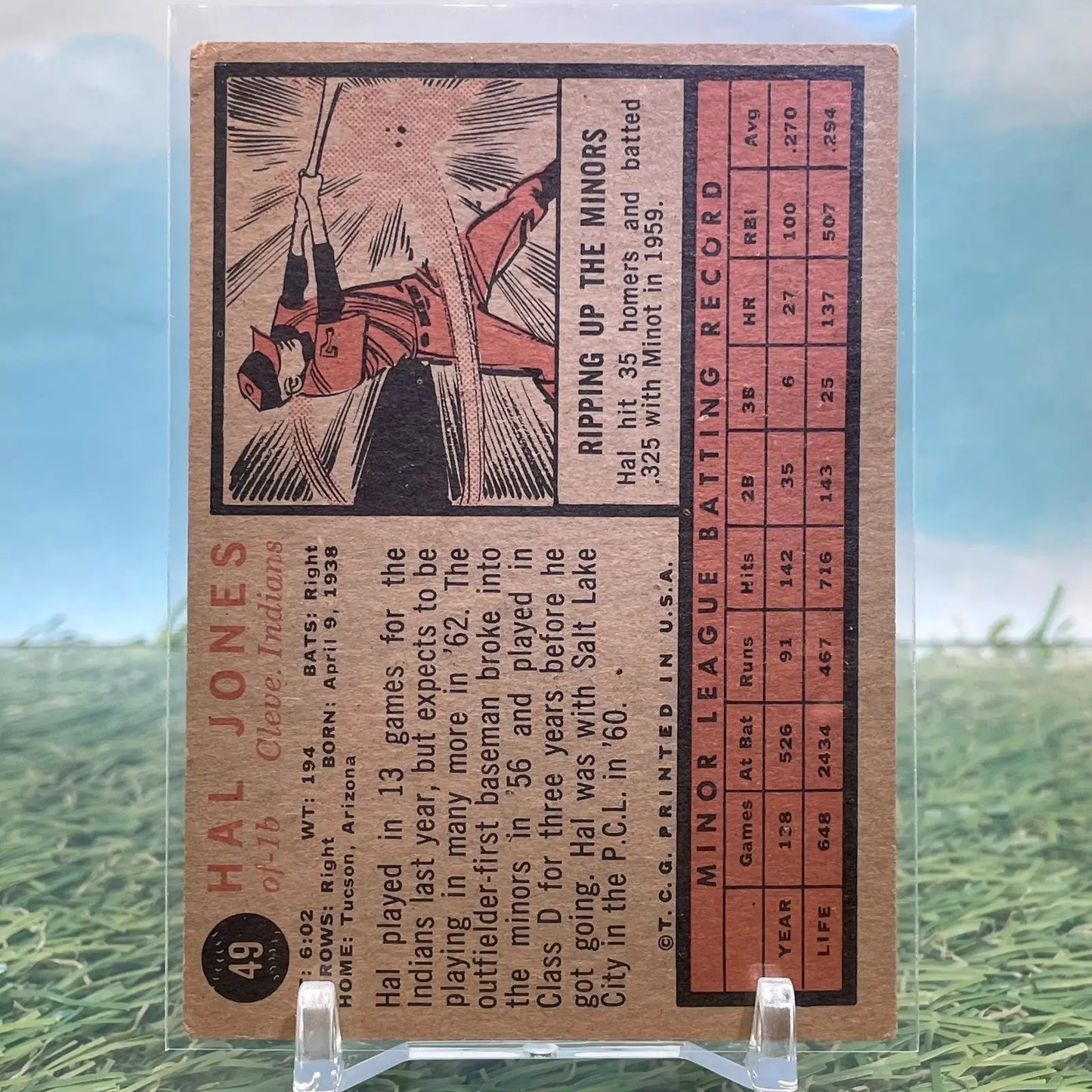 1962 Topps #49 Hal Jones Rookie (RC) Cleveland Indians - Baseball Card Single