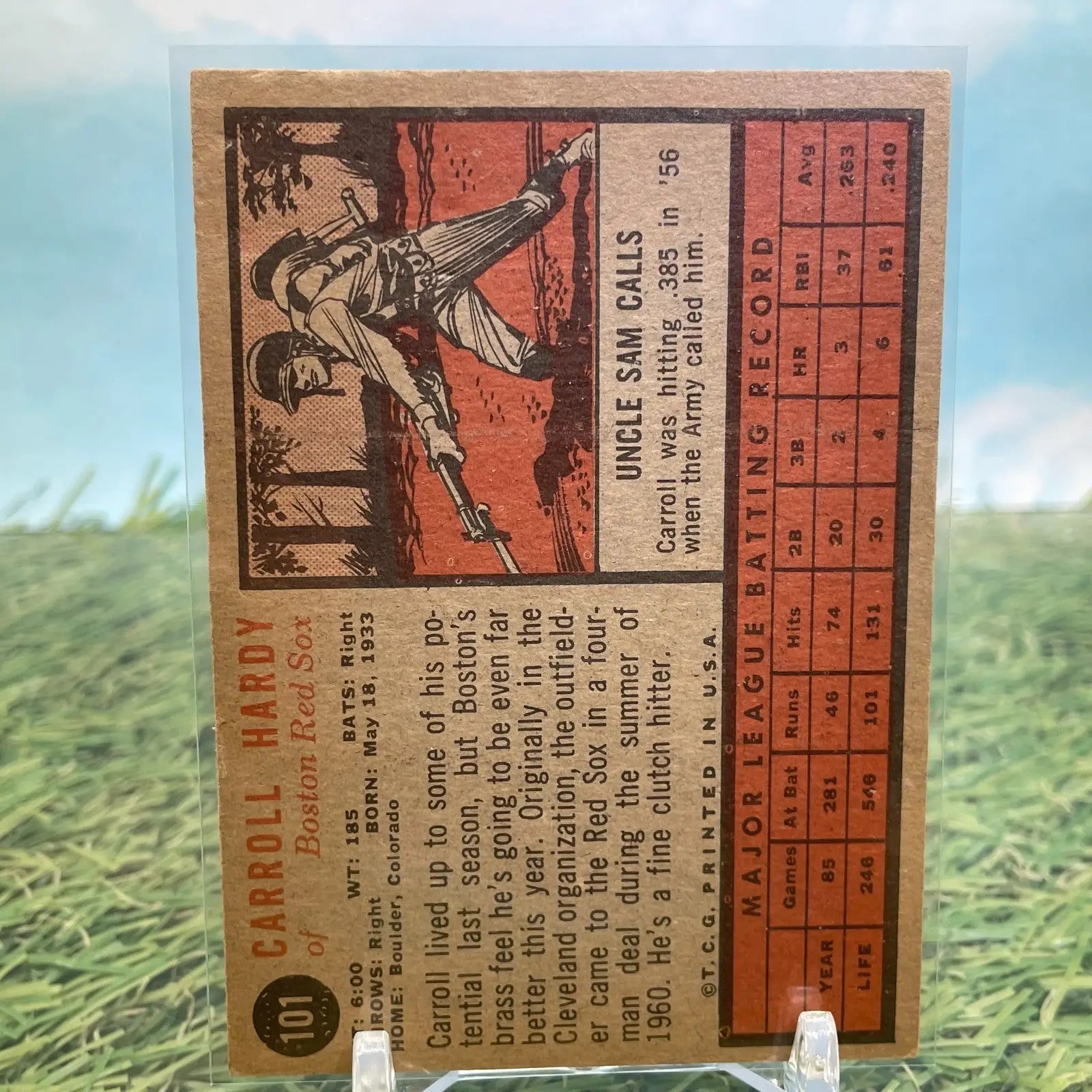 1962 TOPPS BASEBALL #101 CARROLL HARDY Boston Red Sox - Baseball Card Single