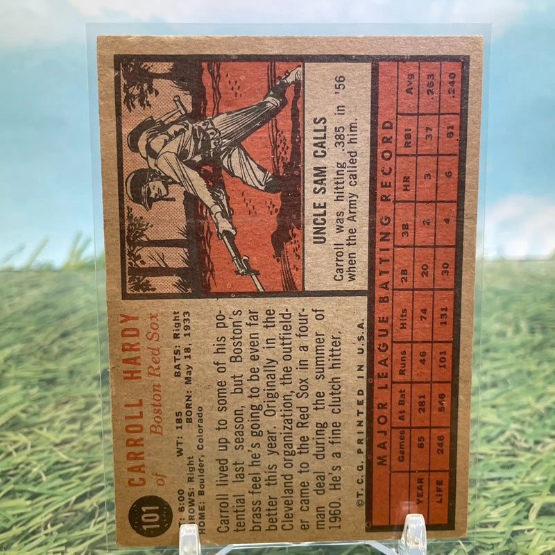 1962 TOPPS BASEBALL #101 CARROLL HARDY Boston Red Sox - Baseball Card Single