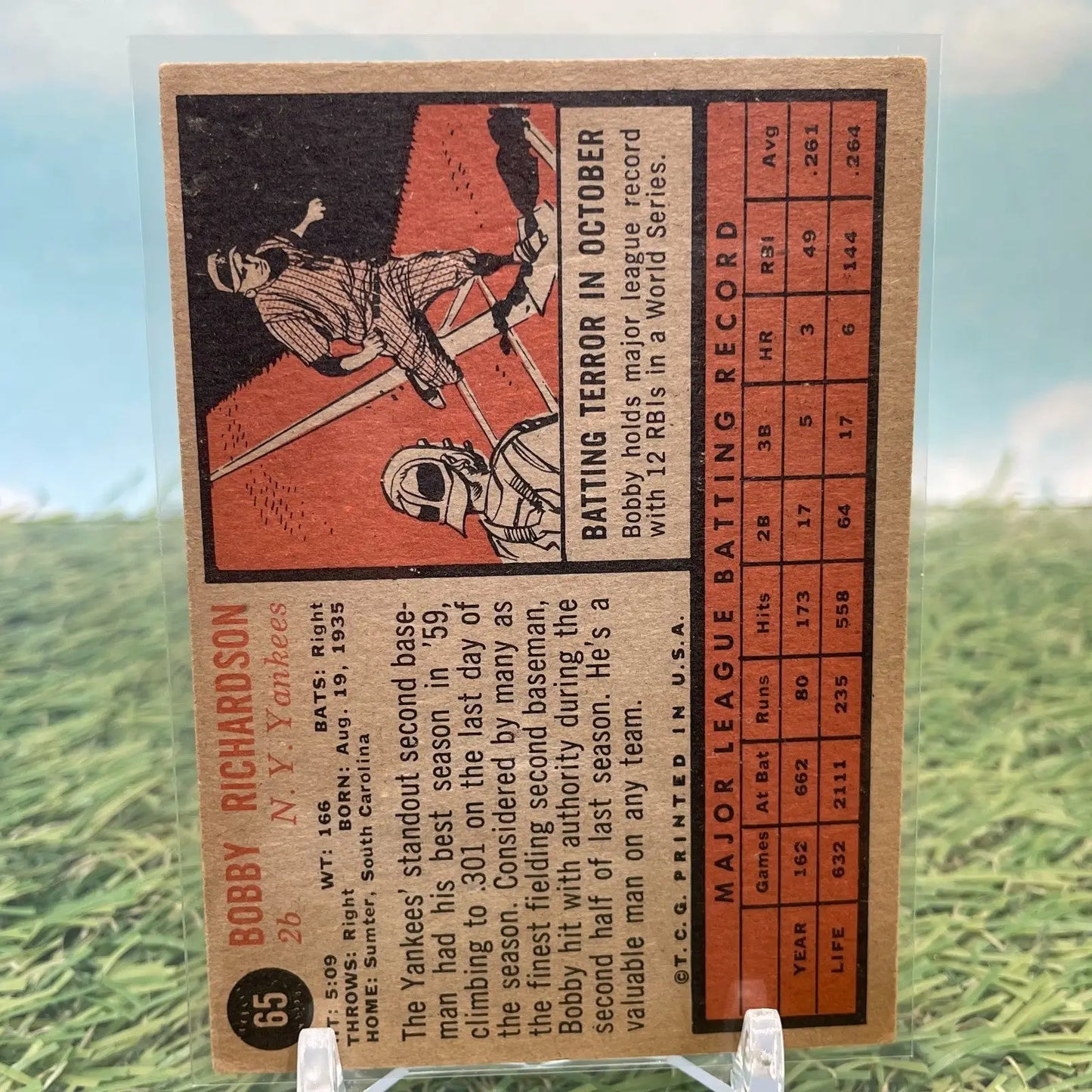 1962 Topps Bobby Richardson #65 New York Yankees VG