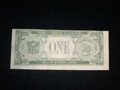 Novelty football buck from 1962 Topps Bucks Football card insert featuring Fran Tarkenton