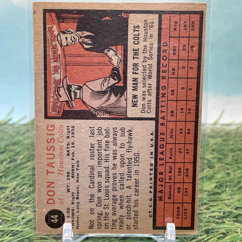 1962 Topps Don Taussig Rookie EX-EX/MT #44 - Baseball Card Single