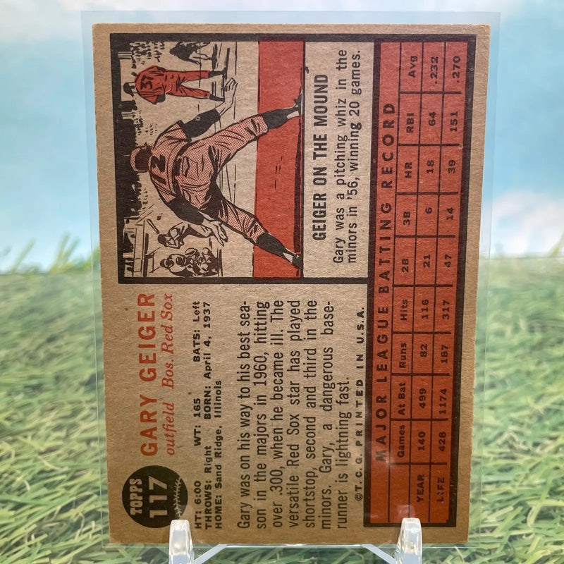1962 Topps Gary Geiger Boston Red Sox #117 - Baseball Card Single