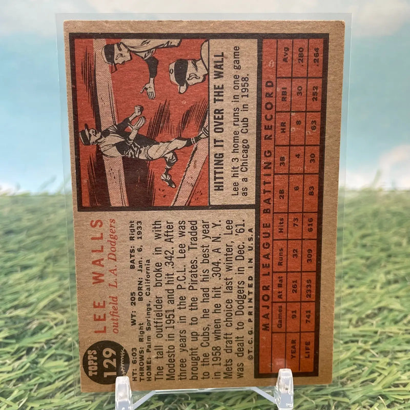 1962 Topps Lee Walls - Los Angeles Dodgers #129 - Baseball Card Single