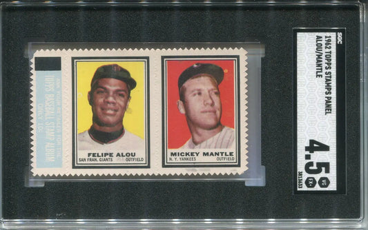 1962 Topps Stamp Panel Felipe Alou Mickey Mantle HOF SGC 4.5 VG-EX+ - Baseball Card Single