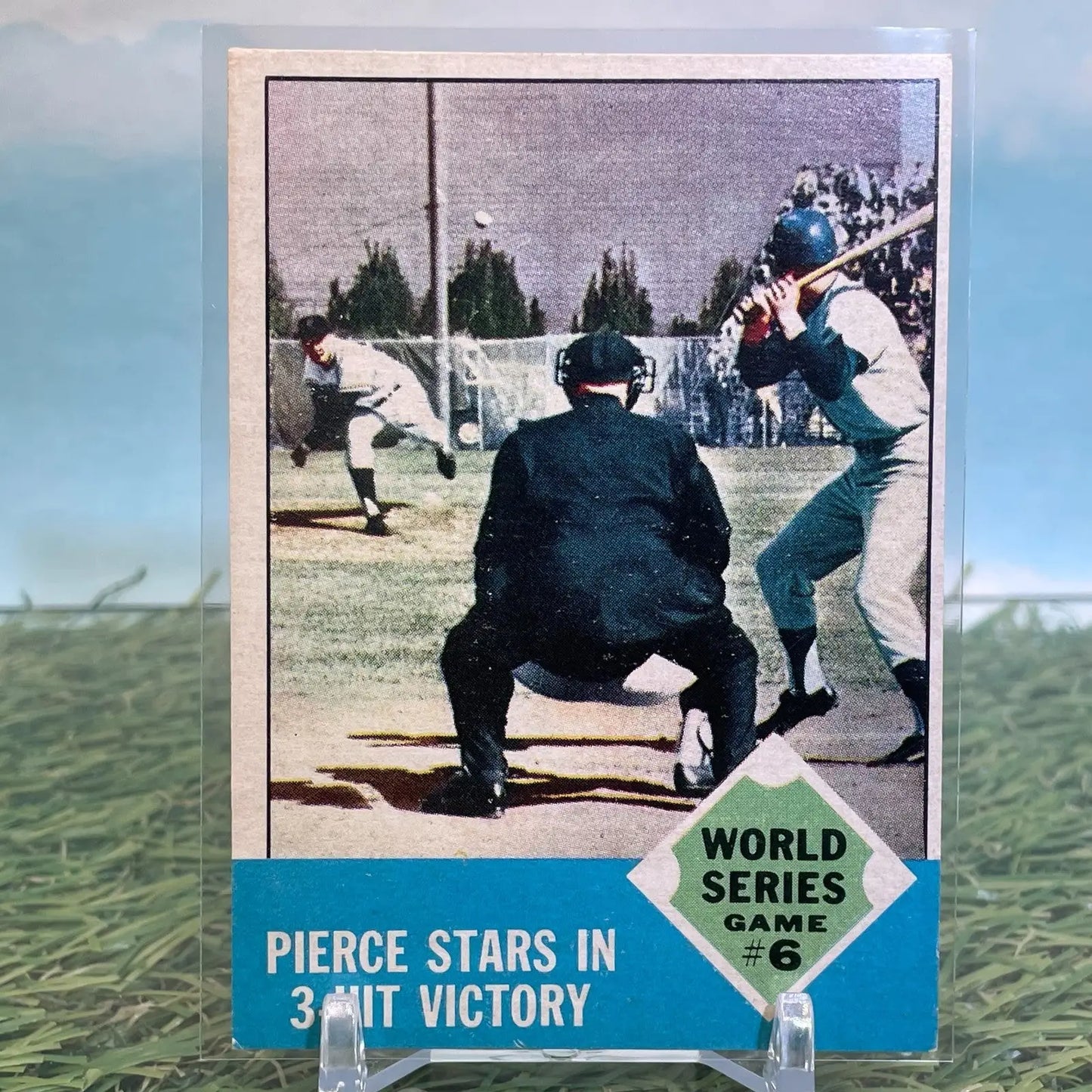 1963 Topps #147 World Series Game #6: Pierce Stars in 3-Hit Victory Giants - Baseball Card Single