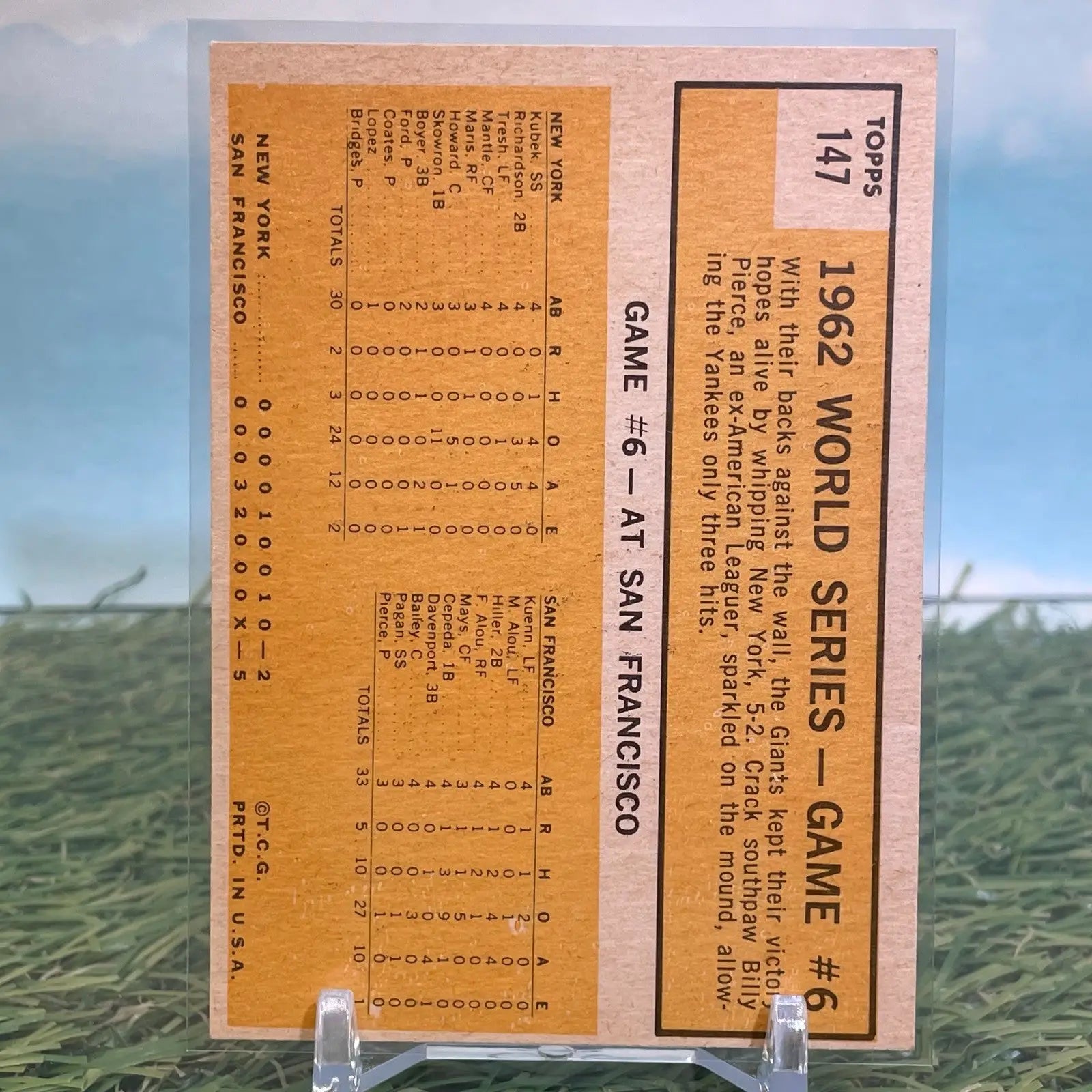 1963 Topps #147 World Series Game #6: Pierce Stars in 3-Hit Victory Giants - Baseball Card Single