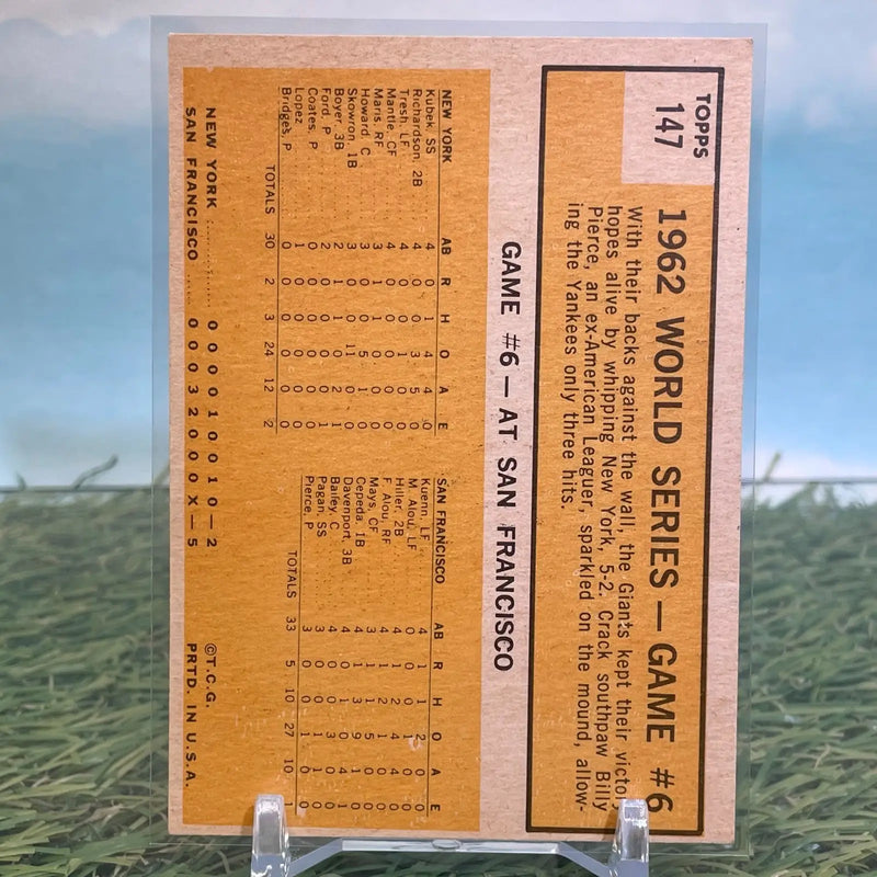 1963 Topps #147 World Series Game #6: Pierce Stars in 3-Hit Victory Giants - Baseball Card Single