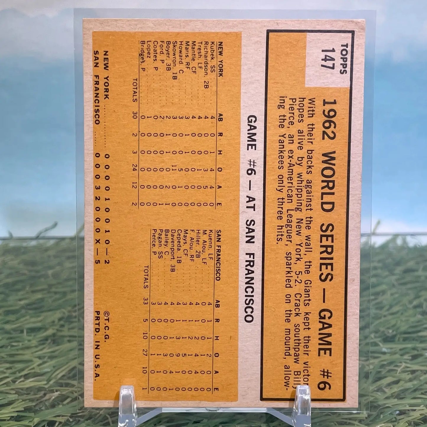 1963 Topps #147 World Series Game #6: Pierce Stars in 3-Hit Victory Giants - Baseball Card Single